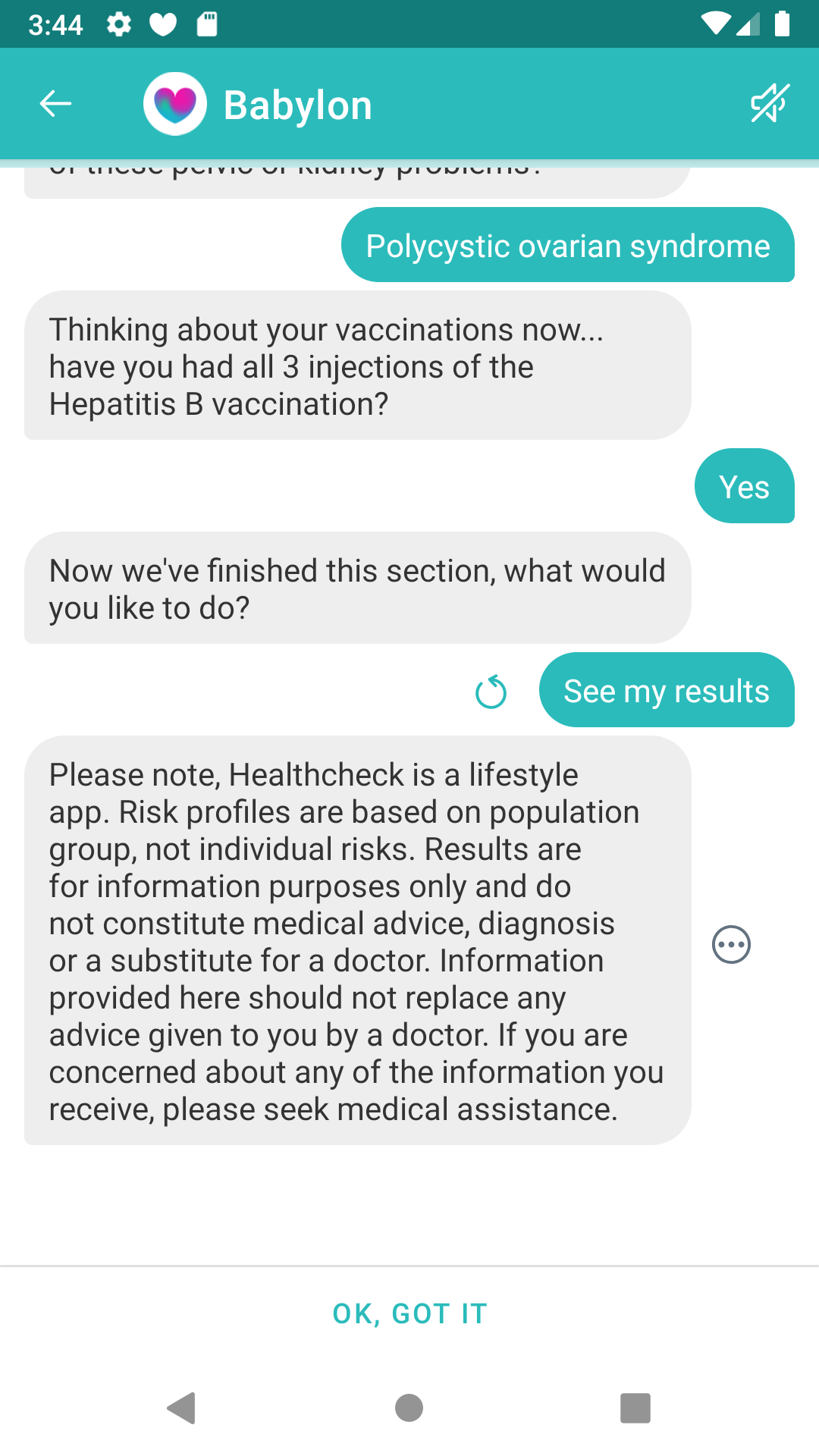 Screenshot of Babylon Health US app